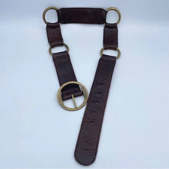 DKNY Vintage Leather Harness Belt Small Brown - Picture 3 of 16
